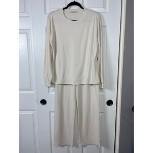 Zenana Cream Soft Lounge 2 Piece Set Size S NWOT Long Sleeve Pullover and Pants
